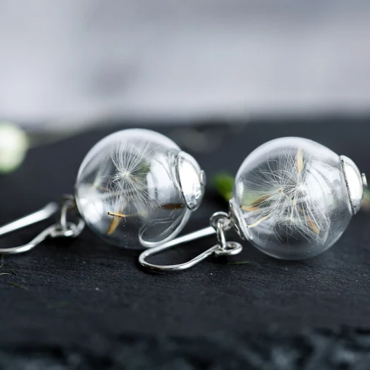 Dandelion Crystal Ball Earrings