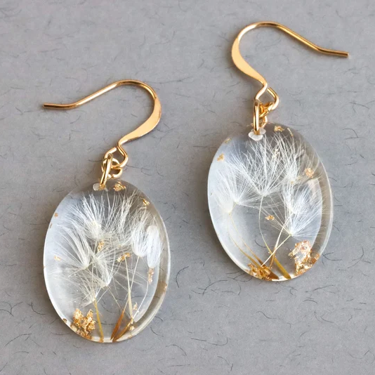 Crystal Dandelion Gold Earrings